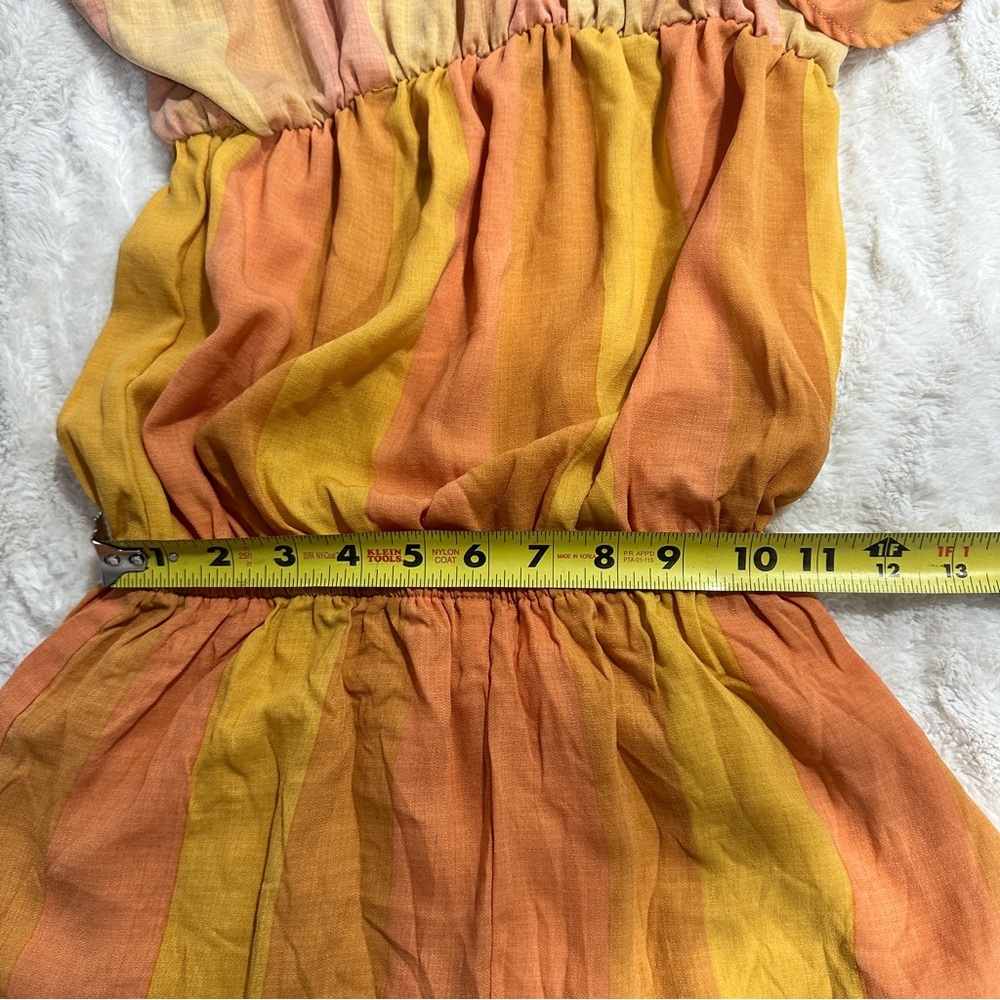 Show Me Your Mumu XS Romper Thelma Sunkissed Stripe Strapless Orange Yellow - Picture 9 of 10
